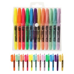 Kraf Fosforlu Kalem Cep Tipi 12 Renk (6 Pastel + 6 Neon) - 1