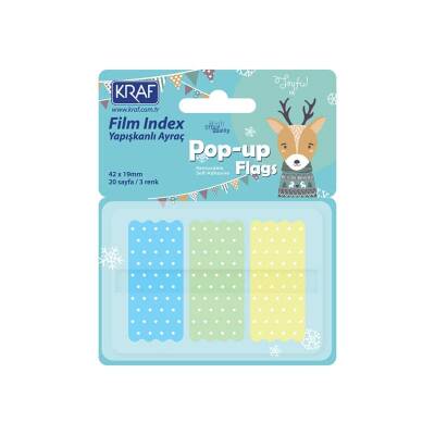 Kraf Index Film (PP) Pop-Up 3 Renk x 20 yp 42x19 mm Pastel Puantiyeli 4219-2 - 1