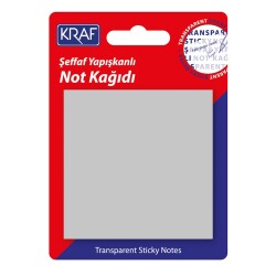 Kraf Yapışkanlı Şeffaf Not Kağıdı 76x76 mm 50 yp Transparan Gri - 1