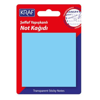 Kraf Yapışkanlı Şeffaf Not Kağıdı 76x76 mm 50 yp Transparan Mavi - 1