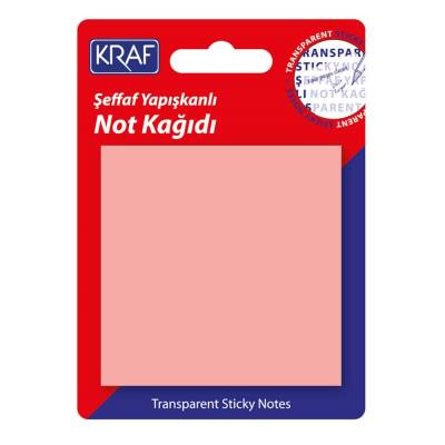 Kraf Yapışkanlı Şeffaf Not Kağıdı 76x76 mm 50 yp Transparan Pembe - 1