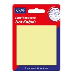 Kraf Yapışkanlı Şeffaf Not Kağıdı 76x76 mm 50 yp Transparan Sarı - 1