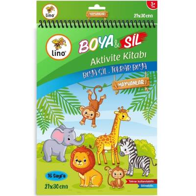 Lino Boya & Sil Aktivite Boyama Kitabı A4 Ebat HAYVANLAR - 1
