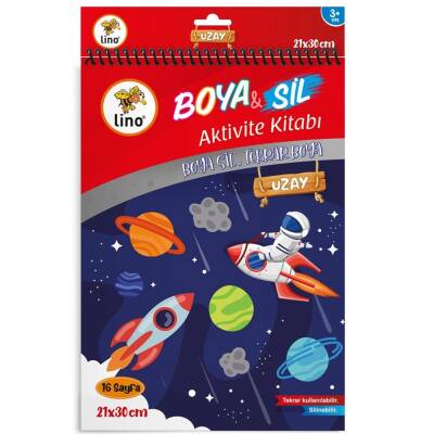 Lino Boya & Sil Aktivite Boyama Kitabı A4 Ebat UZAY - 1