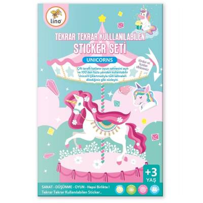 Lino Tekrar Tekrar Kullanılabilen Sticker Seti UNICORNS LS-402 - 1
