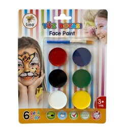 Lino Yıkanabilir Yüz Boyası 6 Renk Tablet + Fırça LN-904 - 1
