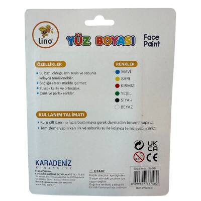 Lino Yıkanabilir Yüz Boyası 6 Renk Tablet + Fırça LN-904 - 2