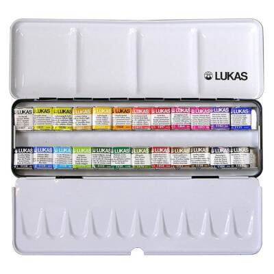 Lukas Aquarell 1862 Profesyonel Sulu Boya 24 Renk 1/2 Tablet Metal Kutu - 1