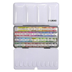 Lukas Aquarell 1862 Profesyonel Sulu Boya 48 Renk 1/2 Tablet Metal Kutu - Lukas
