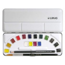 Lukas Aquarell Studio Suluboya 16 Renk 1/2 Tablet Metal Kutu - Lukas