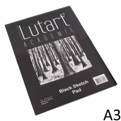 Lutart Black Sketch Pad Siyah Çizim Bloğu 160 gr. 12 Sayfa A3 - 1