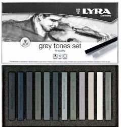 Lyra Polycrayons Soft - Toz Pastel 12 Renk GRİ TONLAR - 1
