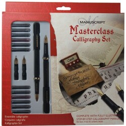 Manuscript Masterclass Calligraphy Set (2 Kalem + 4 Uç + 12 Renkli Kartuş + Çalışma Bloğu) - 1
