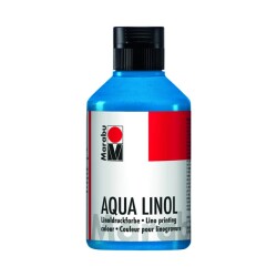 Marabu Aqua Linol Baskı Boyası Medium Blue 250 ml - 1