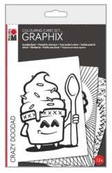 Marabu Graphix Colouring Card Set 12'li Crazy Doodad - 1