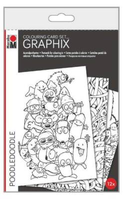 Marabu Graphix Colouring Card Set 12'li Poodledoodle - 1