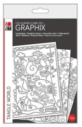 Marabu Graphix Colouring Card Set 12'li Tangle World - 1