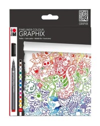 Marabu Graphix Fineliner Colour 12 Renk Set - 1