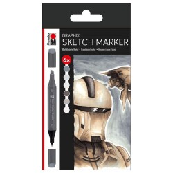 Marabu Graphix Sketch Marker 6 Renk Alpha Robot - 1