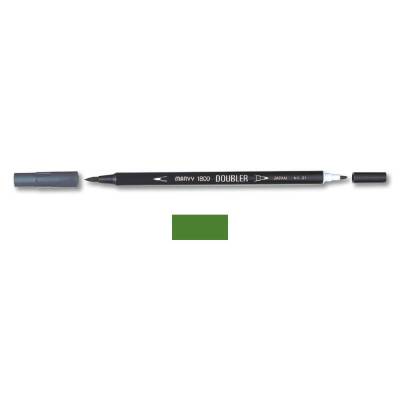 Marvy 1800 Doubler Çift Uçlu Brush Pen 15 OLIVE GREEN - 1