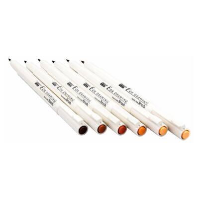 Marvy 4600 Brush Pen Fırça Uçlu Kalem 6'lı Kahverengi Tonlar - 1