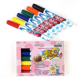 Marvy Fabric Marker Kumaş/T-Shirt Boyama Kalemi 6 Renk - Marvy