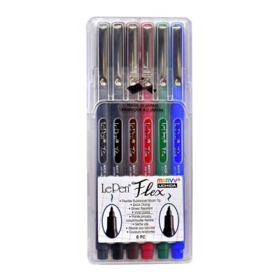 Marvy Le Pen Flex Fırça Uçlu Kalem 6'lı Set PRIMARY - 1