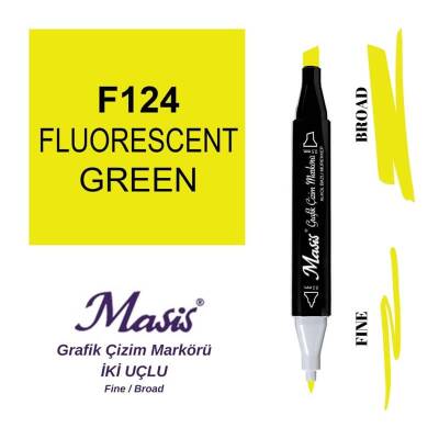 Masis Çift Uçlu Marker Grafik Çizim Kalemi 124 Floresan Yeşil - 1