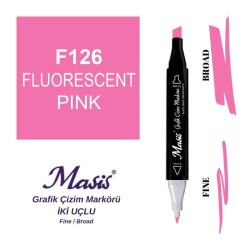 Masis Çift Uçlu Marker Grafik Çizim Kalemi 126 Floresan Pembe - 1