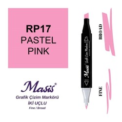 Masis Çift Uçlu Marker Grafik Çizim Kalemi 17 Pastel Pembe - 1