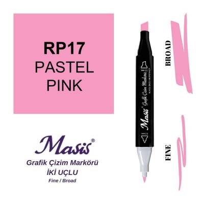 Masis Çift Uçlu Marker Grafik Çizim Kalemi 17 Pastel Pembe - 1