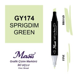 Masis Çift Uçlu Marker Grafik Çizim Kalemi 174 Koyu Mat Yeşil - 1