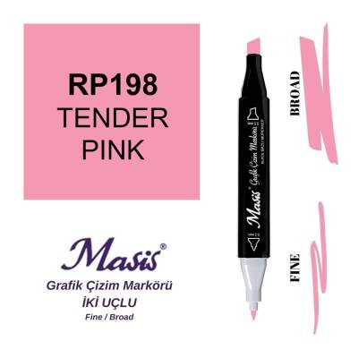 Masis Çift Uçlu Marker Grafik Çizim Kalemi 198 Yumuşak Pembe - 1