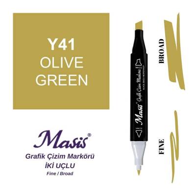 Masis Çift Uçlu Marker Grafik Çizim Kalemi 41 Zeytin Yeşil - 1