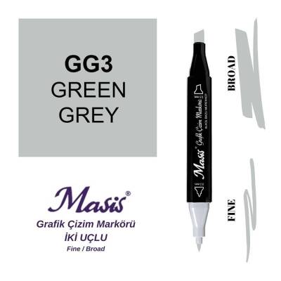 Masis Çift Uçlu Marker Grafik Çizim Kalemi GG3 Yeşilimsi Gri - 1