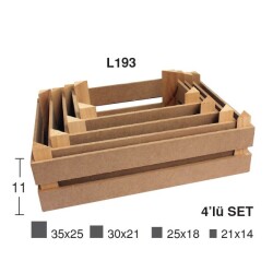 MDF Kasa 4 Boy Takım Boyanabilir Ahşap Obje - 1