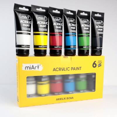 Miart Akrilik Boya Tüp 6 Renk x 75 ml - 1