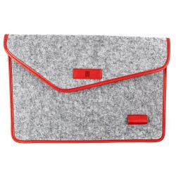 Minbag Aba Gri Keçe Laptop Çantası Kırmızı Kenarlı - 1
