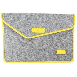 Minbag Aba Gri Keçe Laptop Çantası Sarı Kenarlı - 1