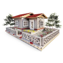 Minyatür Sahil Villa - Gri Cephe 1/24 - Eshel