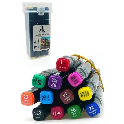 Mona Lisa TouchBlack Çift Uçlu Artist Marker 12 Renk - 1