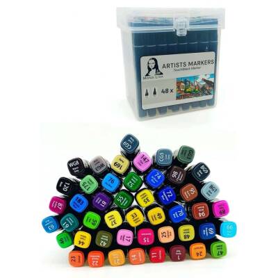 Mona Lisa TouchBlack Çift Uçlu Artist Marker 48 Renk - 1