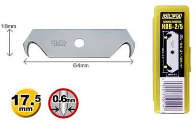 OLFA HOB-2/5 Emniyetli Maket Bıçağı Yedeği 5'li Tüp (SK-3,SK-4,SK-5,SK-9,UTC-1 için) - 1