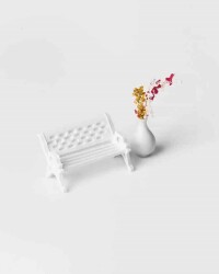 Oturma Bankı ve Çiçekli Vazo 1/100 3 Adet - Eshel