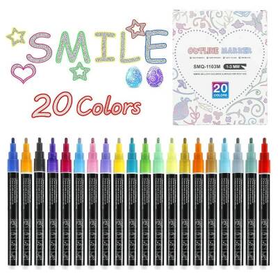 Outline Marker Sihirli Chrome Metalik Kalem Seti 20 Renk - 1