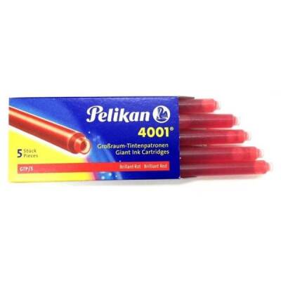 Pelikan 4001 Uzun Mürekkep Kartuşu 5'li Kutu KIRMIZI - 1