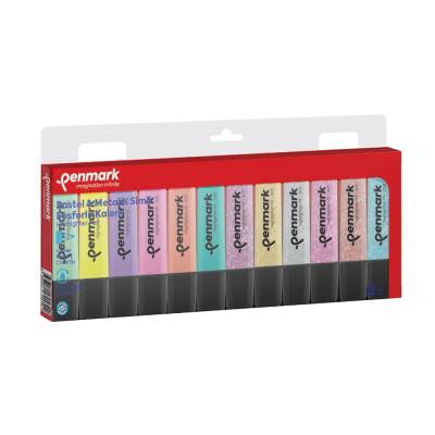 Penmark Fosforlu Kalem 12 Renk Set 6 PASTEL + 6 SİMLİ - 1