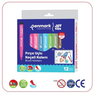 Penmark Süper Yıkanabilir Fırça Uçlu Keçeli Kalem 12 Renk - 1