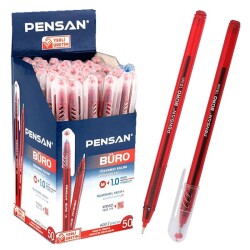Pensan Büro Tükenmez Kalem 1 mm Kırmızı 50'li Kutu - 1