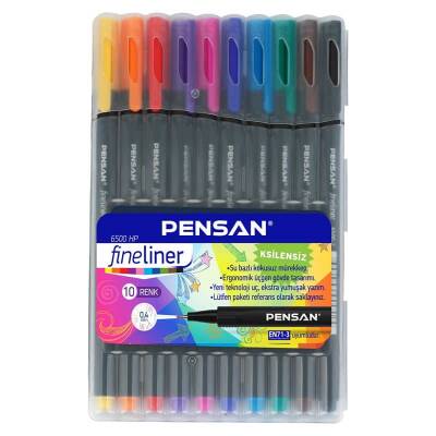 Pensan Fineliner 0.4 mm Keçe Uçlu Kalem 10 Renk Plastik Kutulu - 1